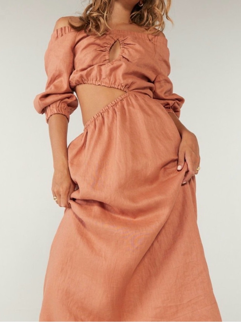Sovere Entice Reversible Linen Cut Out Midi Dress. NWOT